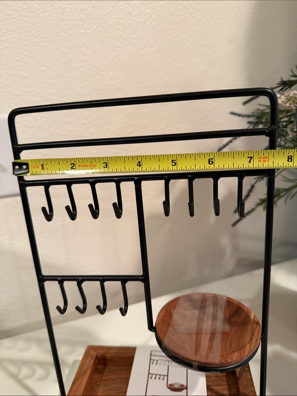 Black & Wood Jewelry Stand Organizer NWT - Picture 6 of 8